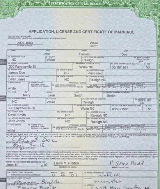 Guilford County Marriage License Records
